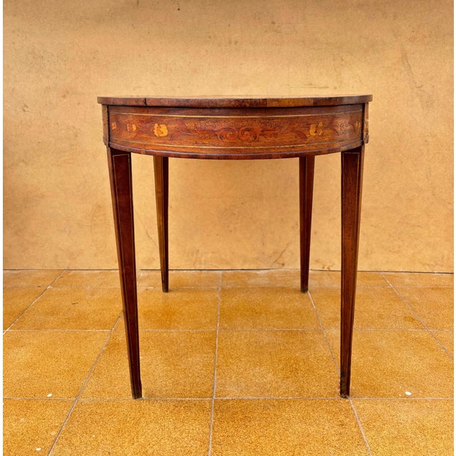 Oval Marquetry Side Table with Drawer, Early 20th Century For Sale - Image 10 of 10