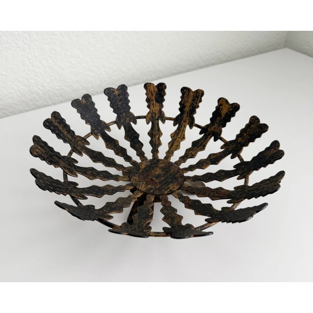 Mid-Century Modern 1970's Spanish Revival Footed Wrought Iron Bowl For Sale - Image 3 of 7