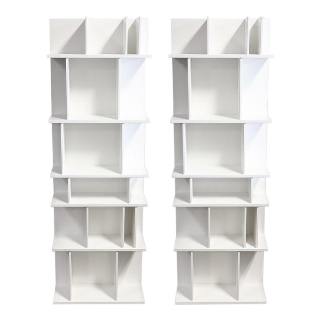 Pair of BoConcept Como System Matte White Lacquered Contemporary Shelving Units For Sale