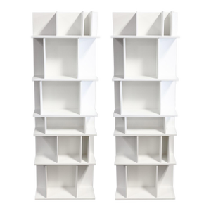 Pair of BoConcept Como System Matte White Lacquered Contemporary Shelving Units