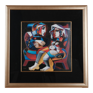 1997 Oleg Zhivetin "First Date" Signed Limited Edition Giclee 6/195 Framed in Gold & Black
