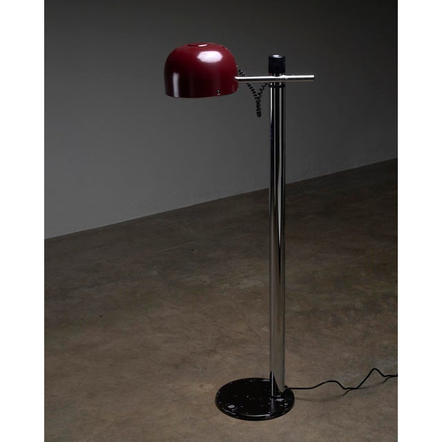 Metal Chrome and Bordeaux Floor Lamp by Enrique Franch for Metalerte, 1970s For Sale - Image 7 of 11