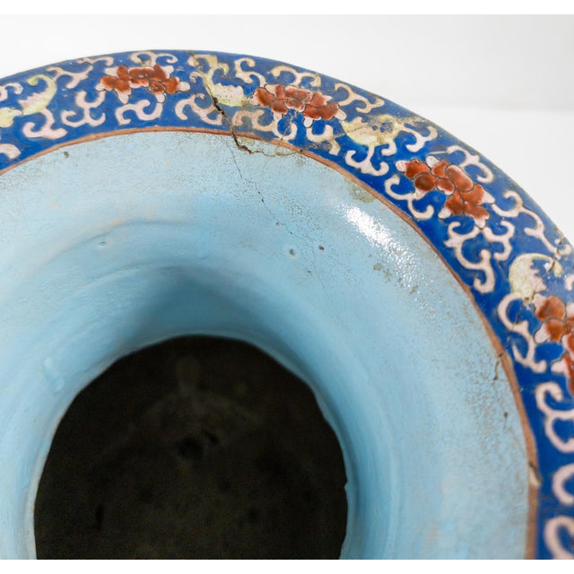 19th Century Chinese Unusual Qing Rose Medallion Yen Yen Vase, Canton Enamel on Stoneware For Sale - Image 13 of 18