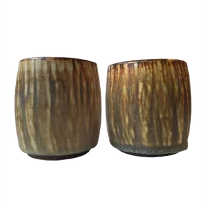 Mid-Century Taupe Hare Fur Glaze Vases by Gunnar Nylund for Rörstrand, Set of 2