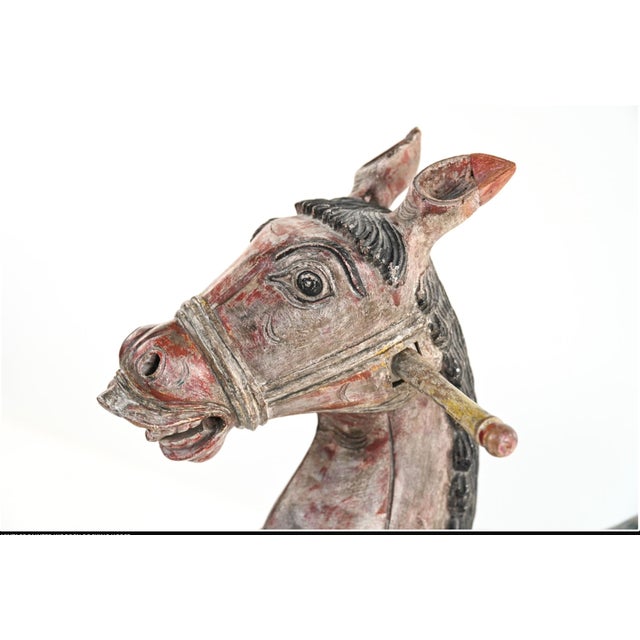 Antique Carved and Painted Wooden Rocking Horse For Sale - Image 13 of 16