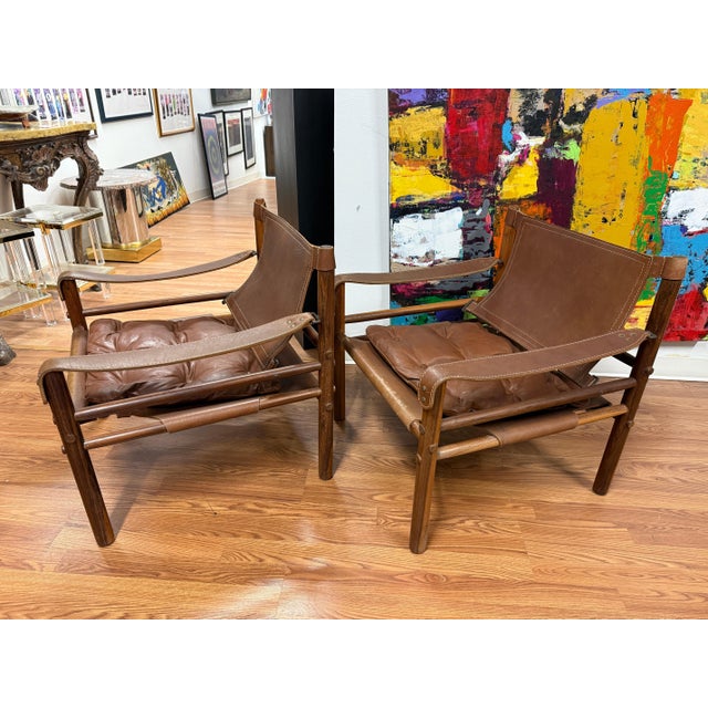 Nice Clean Pair of 1970’s Attributed to Arne Norell Sirocco Chairs in Brown Leather & Rosewood For Sale - Image 9 of 18