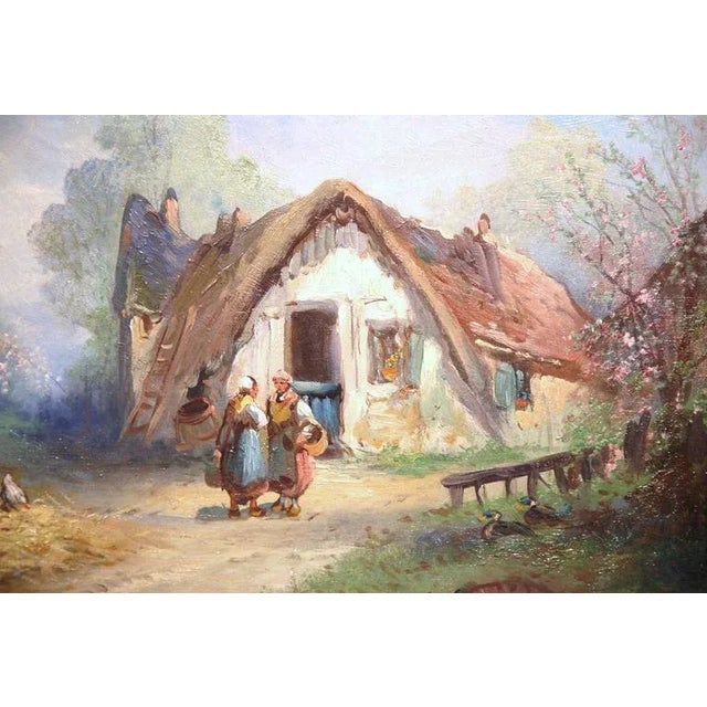 19th Century French Rural Farm Scene Oil Painting Signed A. Degerville For Sale In Dallas - Image 6 of 9