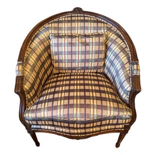 Vintage Henredon Schoonbeck French-Style Barrel Back Bergère Chair Late 20th Century For Sale