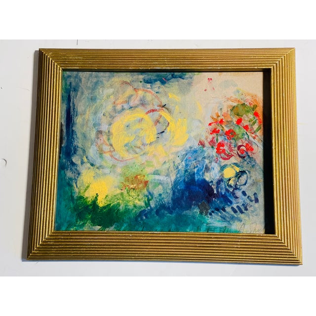 Abstract 1970s Abstract Painting in Antique Frame Signed For Sale - Image 3 of 5