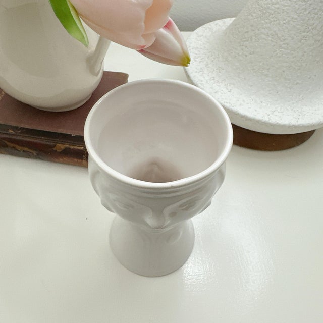 Vintage Veb Haldensleben Face Vase | East German MCM Ceramic Planter | Sculptural Head Vase | Minimalist Art Pot For Sale In Los Angeles - Image 6 of 6