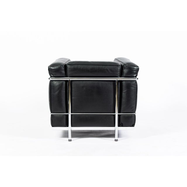 Authentic Cassina Lc2 Black Leather Petit Lounge Chair by Le Corbusier, 4x Avail For Sale In Detroit - Image 6 of 14