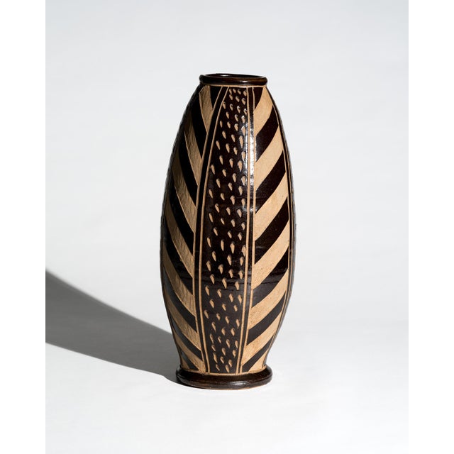 Beige Sgraffito Relief Ceramic Floor Vase by Anton Piesche & Reif, 1960s For Sale - Image 8 of 8