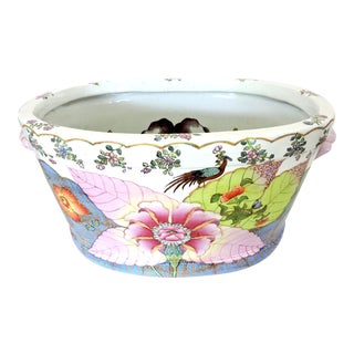 Vintage Oriental Goldfish & Lotus Planter For Sale