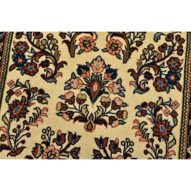 Fine Kashmar Runner 2’3” X 7’4” Ivory Wool Traditional Hand-Knotted Rug For Sale - Image 4 of 12