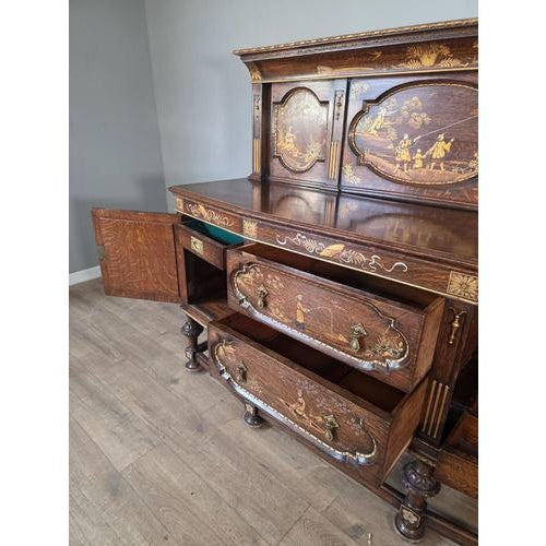 Wood Antique Oak Sideboard with Cutlery and Bottle Drawer For Sale - Image 7 of 9