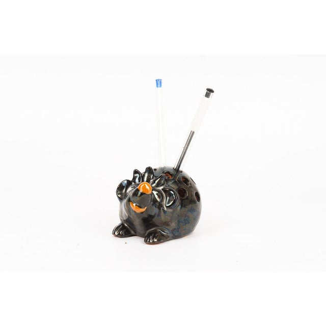 Black Ceramic Hedgehog Pencil Holder from Wittmann, Vienna, Austria, 1960s For Sale - Image 8 of 8