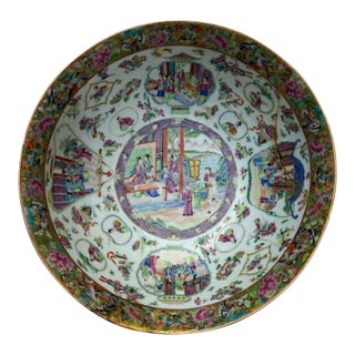 Antique Chinese Rose Medallion Bowl For Sale