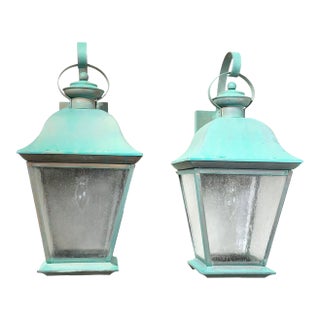 Pair of Vintage Solid Brass Wall Lanterns - Timeless Elegance for Your Home For Sale