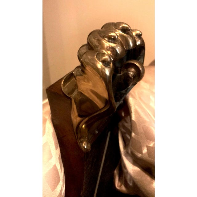 1970s Leather Top Maitland-Smith French Empire Regency Paw Feet Center Entry Table For Sale - Image 9 of 10