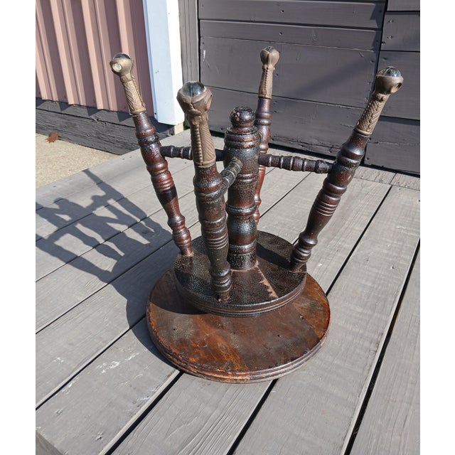 Early 1900s Antique Chas Parker Meriden Ct Mahogany Organ or Piano Stool Iron With Glass Feet For Sale - Image 16 of 18