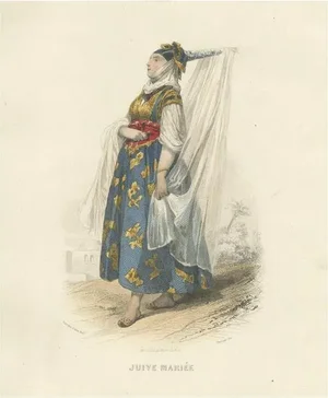 Compte-Calix, Jewish Bride, Algeria, 1853, Hand-Colored Lithograph