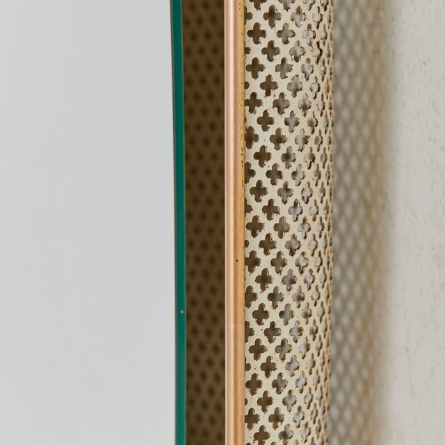 French Perforated Metal Backlit Wall Mirror Attributed to Mathieu Matégot, 1950s For Sale In Chicago - Image 6 of 9