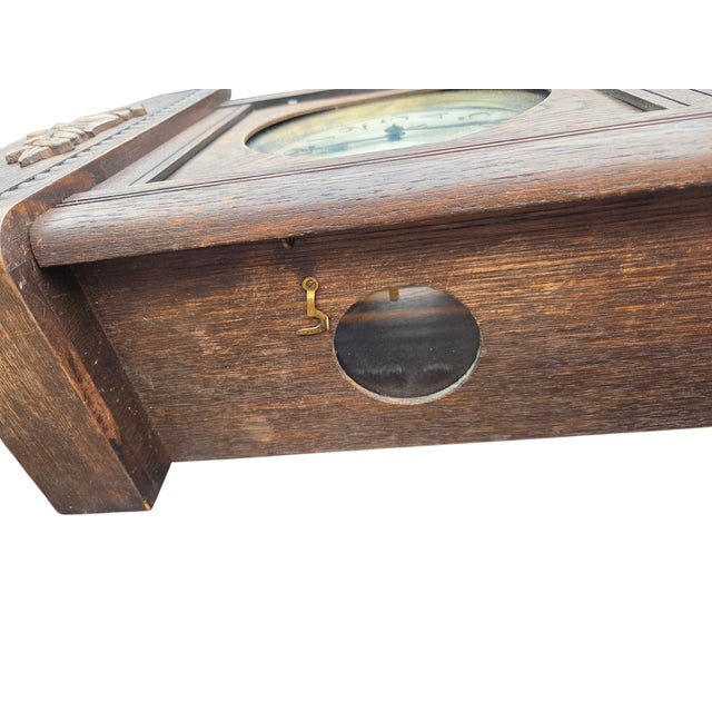 Antique German Oak 8 Day Wall Clock Chimes Gustav Becker Ra Regulator For Sale In Philadelphia - Image 6 of 18