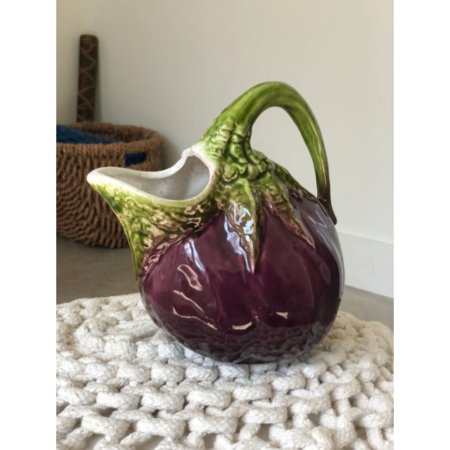 1970s Vintage 1970s French Ceramic Aubergine Pitcher For Sale - Image 5 of 9