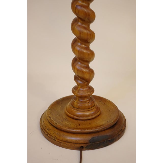 Auburn 1930s Neo Classic Empire Regency Cherry Ash Carved Barley Twist Floor Lamp For Sale - Image 8 of 13