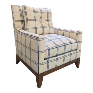 Schumacher Luberon Plaid Fabric Charles Stewart Lounge Chair For Sale