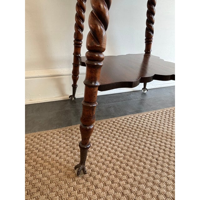 Antique Barley Twist Side Table With Brass and Glass Ball Feet For Sale - Image 4 of 11