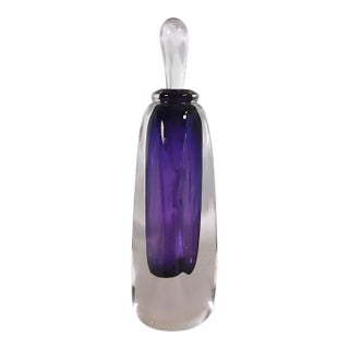 Robert Burch Signed Art Glass Perfume Bottle in Purple For Sale