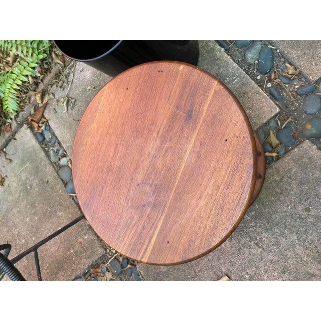 1960s Arthur Umanoff Attributed Round Spindle Walnut Wastebasket For Sale - Image 10 of 11