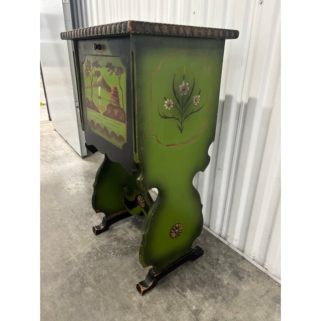 Green Antique Chinoiserie Style Copper Humidor Side Table For Sale - Image 8 of 10
