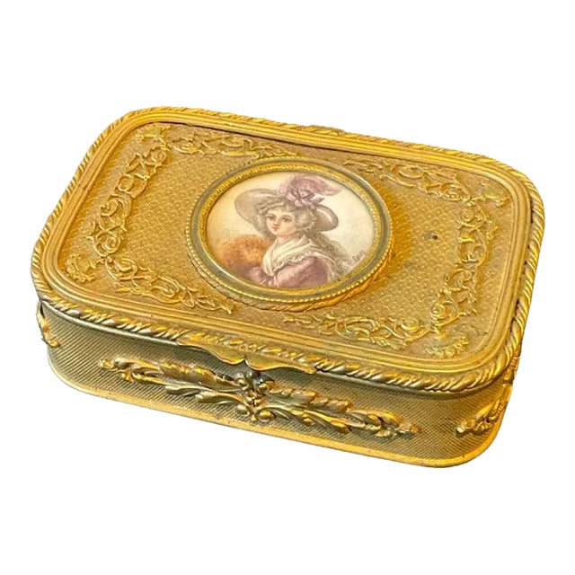 1850s French Bronze Portrait Box For Sale
