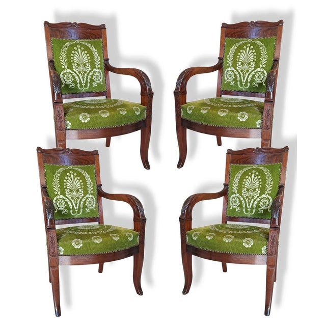 Antique French Mahogany Armchairs, 1800s, Set of 4 For Sale - Image 10 of 10