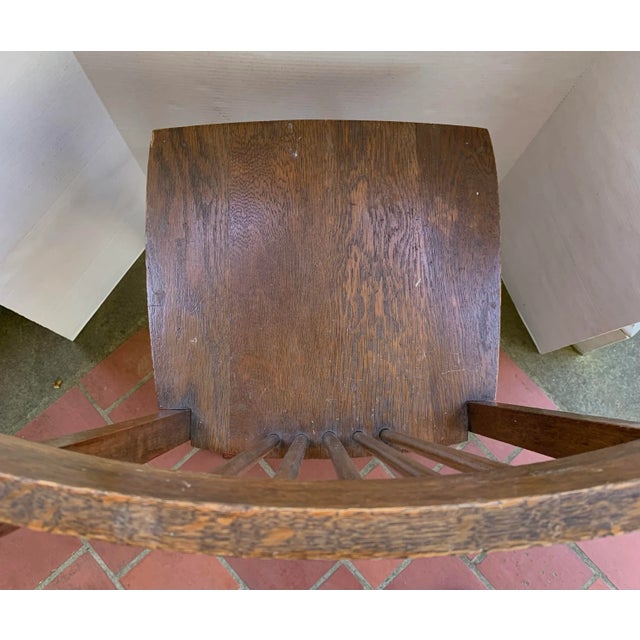 Vintage Industrial Stool Oak Wood and Red Steel For Sale In Richmond - Image 6 of 12