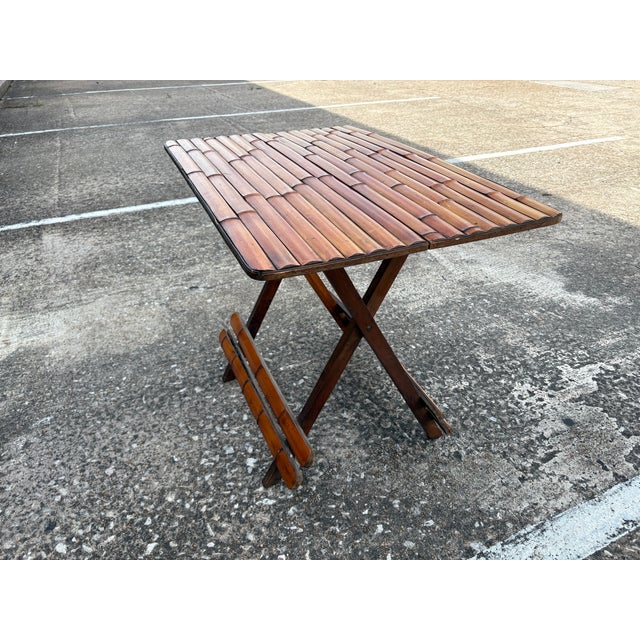 1950s Mid-Century Split Bamboo Folding Table For Sale - Image 9 of 12
