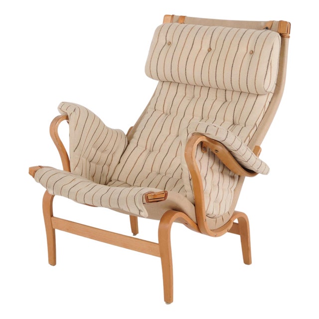 Model 69 Pernilla Chair in Striped Fabric by Bruno Mathsson for Dux, 1960s For Sale