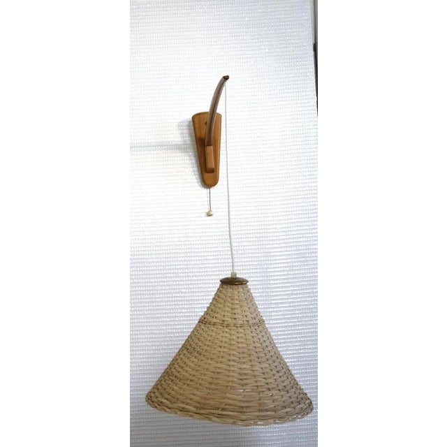 1970s Wicker Swivel Wall Lamp, 1970s For Sale - Image 5 of 6