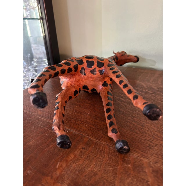 1970’s 18” Leather Wrapped Hand Painted Giraffe Model For Sale - Image 9 of 9