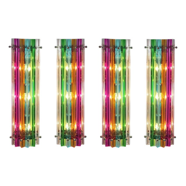 Italian Murano Glass Wall Sconces in the style of Venini, 1990s, Set of 4 For Sale