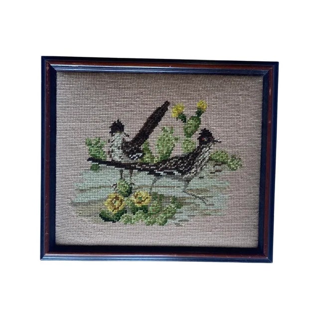 Vintage 1970’s Needlepoint Art of Flowers and Birds , Framed For Sale In Philadelphia - Image 6 of 7