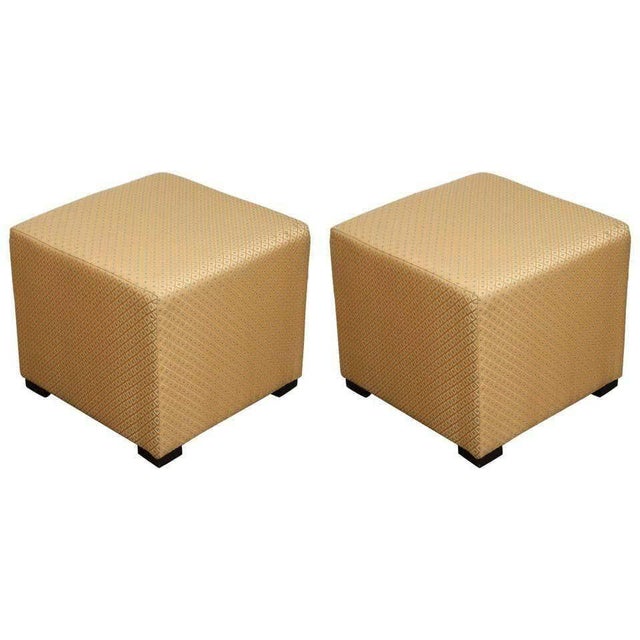 Vintage Cube Upholstered Stools Moroccan Ottomans, Poufs, a Pair For Sale - Image 9 of 9