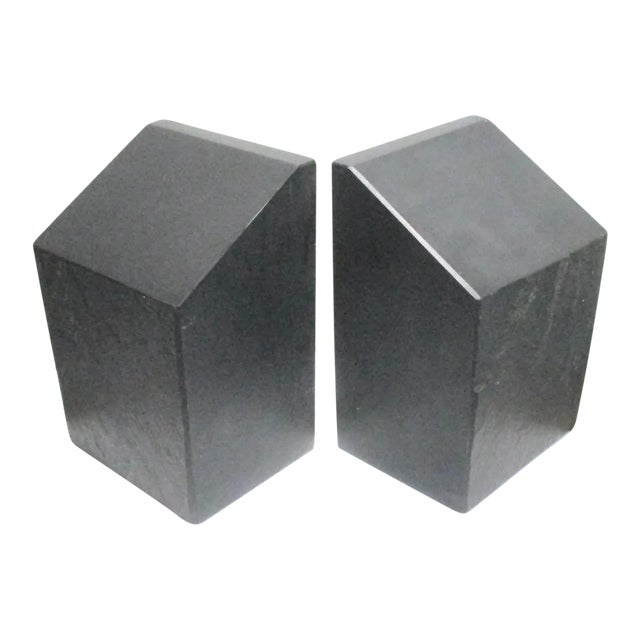 1970s Mid-Century Black Granite Bookends - a Pair For Sale