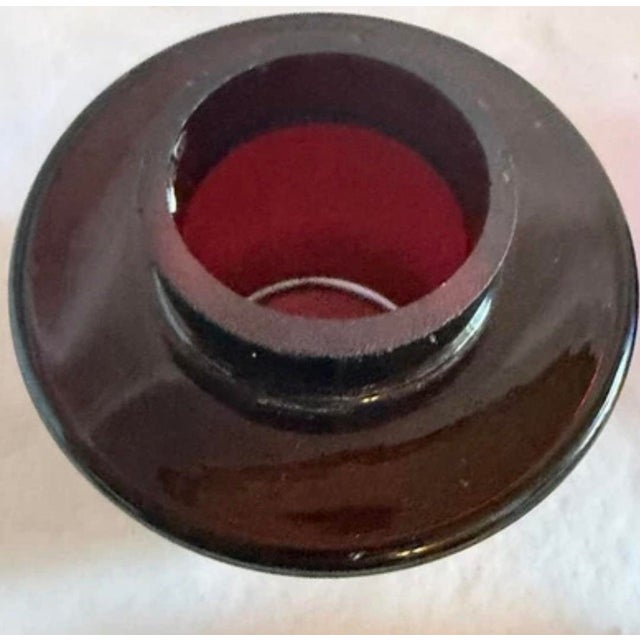 Art Deco 1930 Antique 5 Piece Brass Candlestick Holders With Colorful Glass Shades & Cast Iron Bases. For Sale - Image 3 of 9