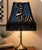 Mid-Century Modern Regal Sapphire Zebra Velvet Lampshade With Black Trim & Rayon Fringe For Sale - Image 3 of 9