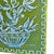 A striking original painting featuring an overflowing floral basket rendered in soft sky blue against a rich chartreuse...