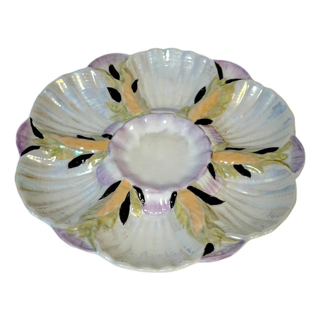 Limoges Naturalistic Luster Oyster Plate with Deep Center Well, France For Sale