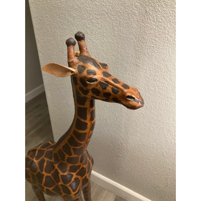 Tall 4ft - Vintage Leather Wrapped Giraffe Sculpture For Sale - Image 4 of 13